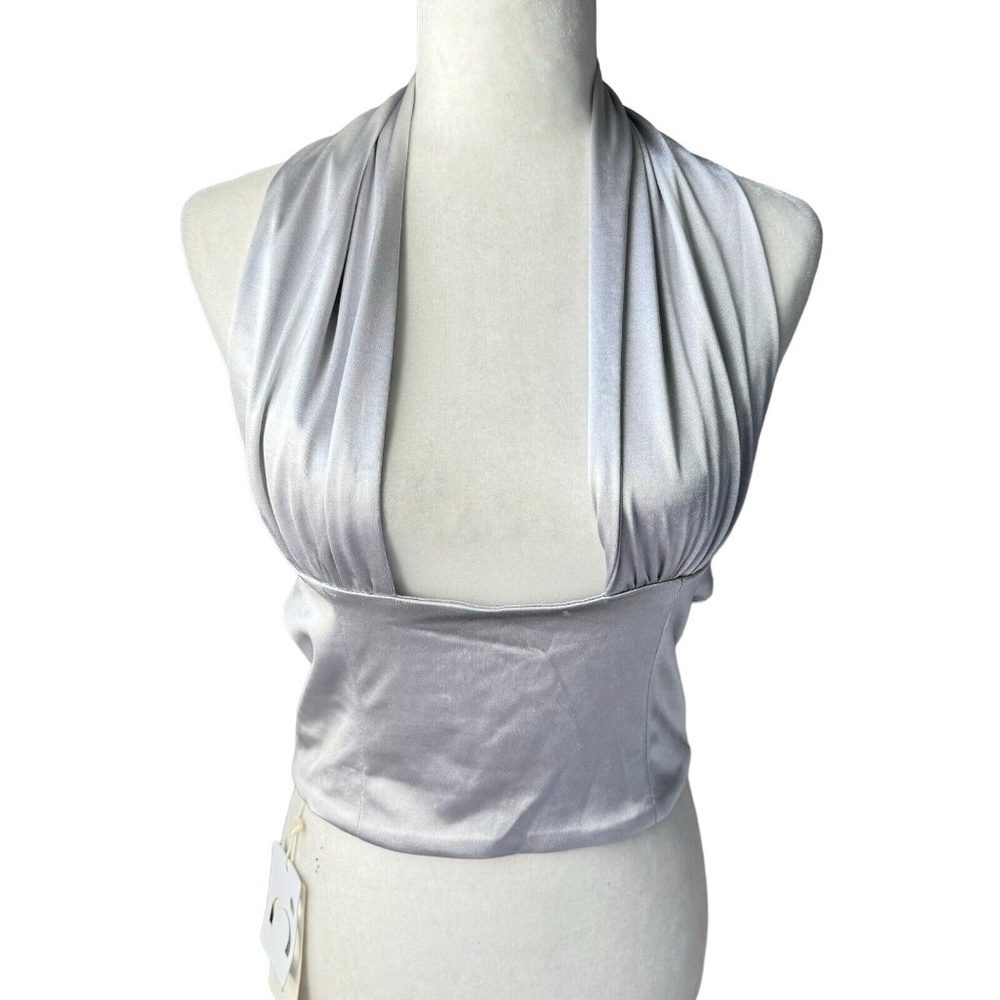 Commense Women's Solid Backless Crop Halter Top L… - image 2